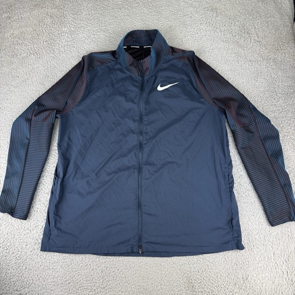 Nike Essential Running Jacket Sz XL Reflective Lightweight DJ0586-458 Blue Rare - Picture 1 of 11